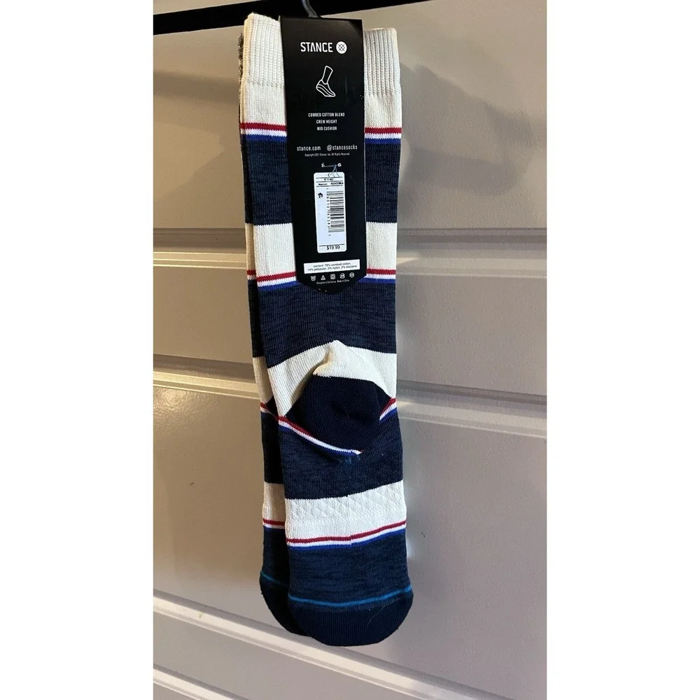 Stance Dwyane Wade Collection 2 Pack Crew Socks Maroon Navy Stripe Mens Large